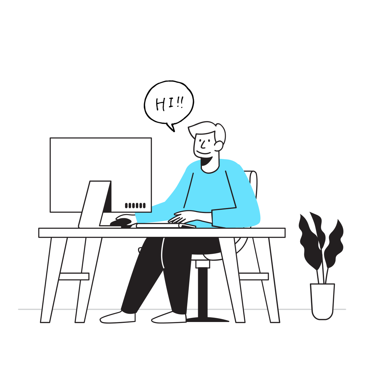 パソコンで作業するWeb制作者のイラスト